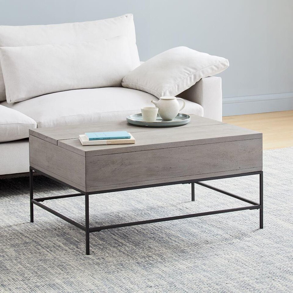 Industrial Storage PopUp Coffee Table Grey west elm Australia